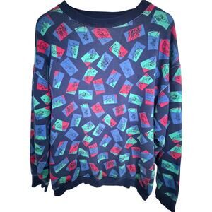 Northern Isles Vintage Sweatshirt Mens L Navy Ski Print Crewneck Pullover 90s
